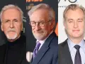 James Cameron, Steven Spielberg e Christopher Nolan, tre registi americani contemporanei che hanno segnato la storia del cinema con le loro opere.