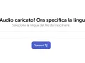 L'app per trascrivere audio ha caricato il file. Seleziona "Italiano" per procedere alla trascrizione.