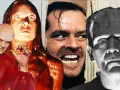 Icone del **film horror ospedale psichiatrico**: Jack Nicholson, Frankenstein e altre figure terrificanti.