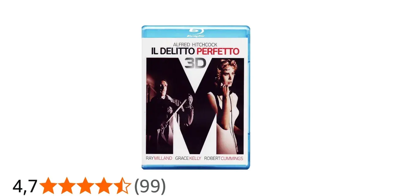 Copertina Blu-ray di "Il delitto perfetto" di Alfred Hitchcock, con Ray Milland e Grace Kelly. Un classico thriller che spiega come commettere un omicidio senza lasciare tracce.