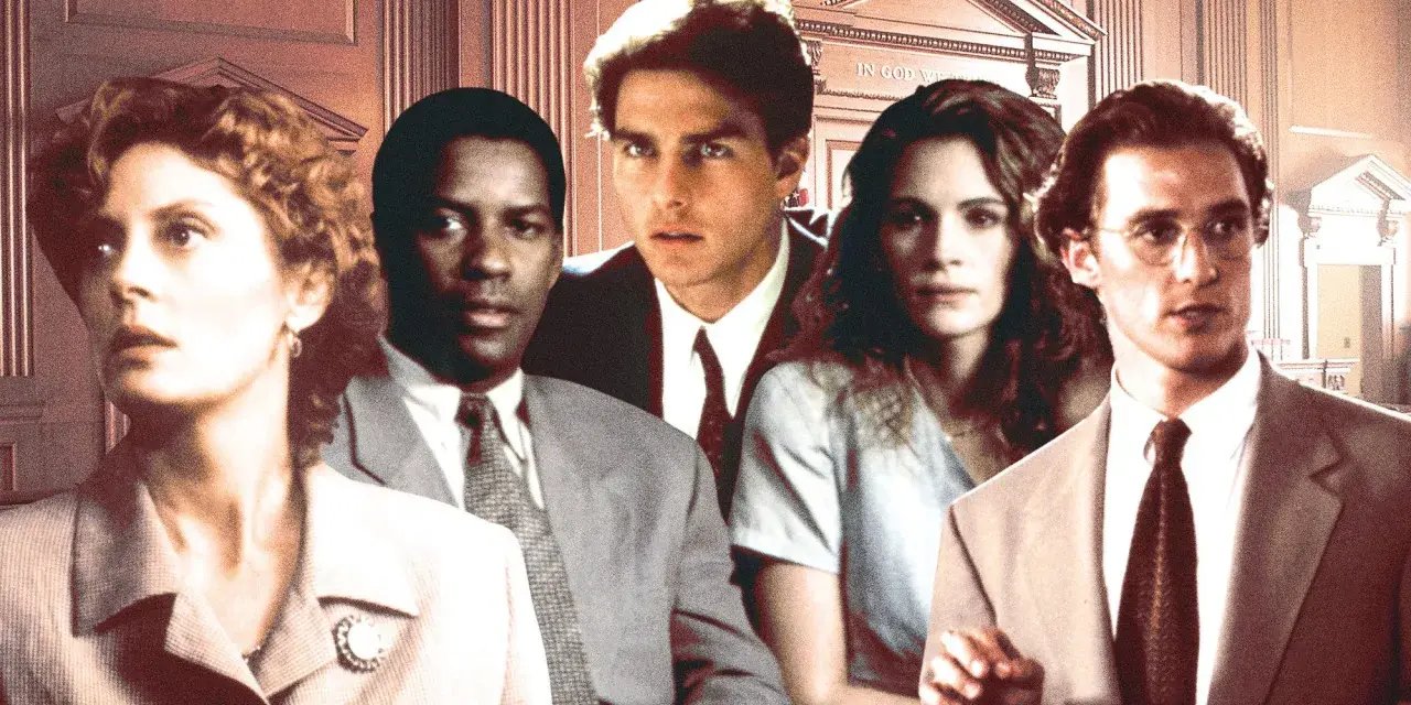 Attori di un film legal in tribunale: Susan Sarandon, Denzel Washington, Tom Cruise, Julia Roberts, Matthew McConaughey.